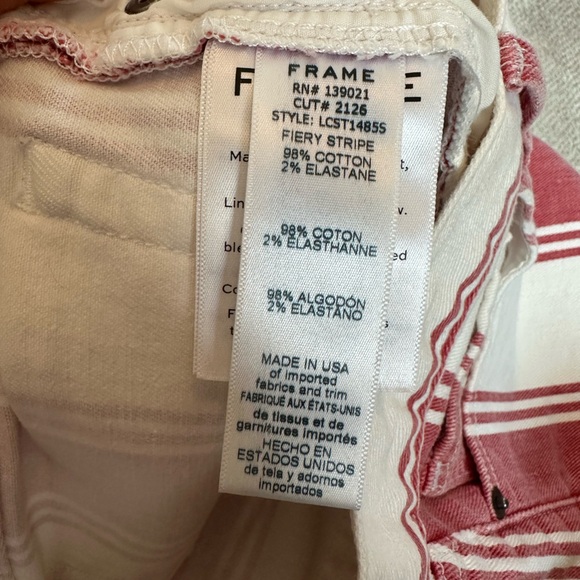 Frame Denim Le Cutoff Shorts in Fiery Stripe (Size 27) - Picture 6 of 8